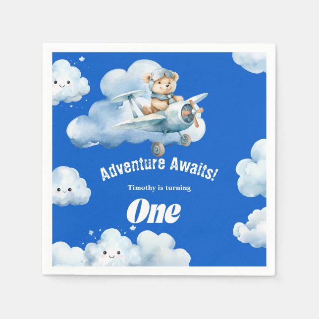 Serviette En Papier Portant des ailes : Première expédition d'annivers (Devant)