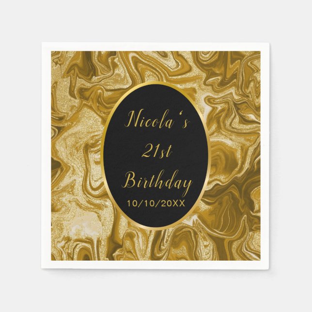 Serviette En Papier Porte en marbre d'or 21e anniversaire (Devant)