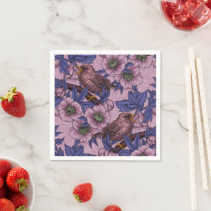 Serviette En Papier Porté et hélico, rose et violet