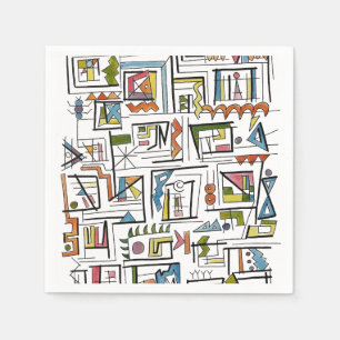 Serviette En Papier Portland-Art géométrique abstrait fantaisiste