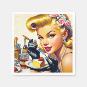 Serviette En Papier Portrait Belle broche vers le haut