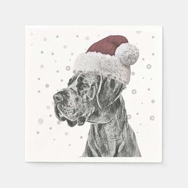 Serviette En Papier Portrait de chien Noël (Devant)