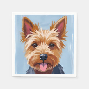 Serviette En Papier Portrait de chien Yorkshire Terrier en peinture