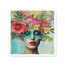Portrait de femme vintage avec des fleurs