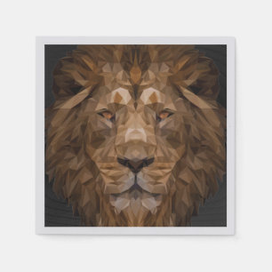 Serviette En Papier Portrait de lion géométrique