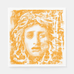 Serviette En Papier Portrait De Medusa Dans Les Tons Jaunes Riches