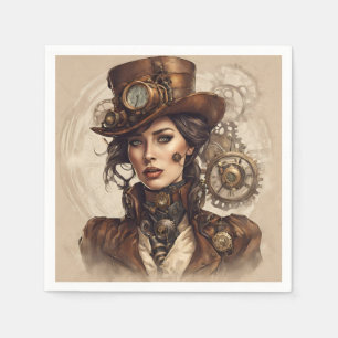 Serviette En Papier Portrait de Steampunk victorien d'une femme