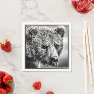 Serviette En Papier Portrait d'ours grizzli
