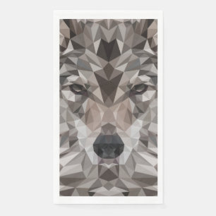 Serviette En Papier Portrait géométrique Wolf Lone