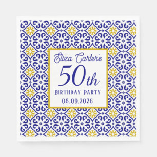 Serviette En Papier Portugais Carreaux Bleu 50e anniversaire Méditerra