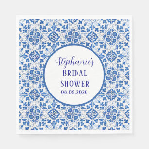 Serviette En Papier Portugais Carreaux Bleu Méditerranée Douche nuptia