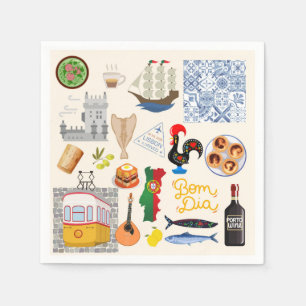 Serviette En Papier Portugal Symboles Amateurs de voyage