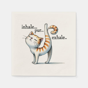 Serviette En Papier Pose Yoga Chat - Inhale - Pur - Exhale