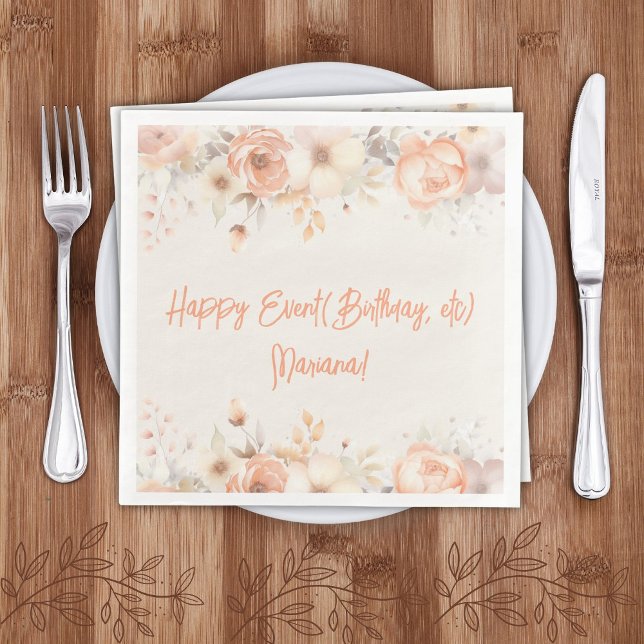 Serviette En Papier Poser Fleurs Beiges Fleur Floral (Créateur téléchargé)