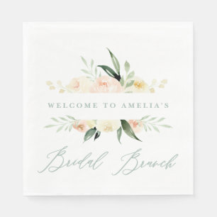 Serviette En Papier Poser vert aquarelle floral brunch de la nuptiale 