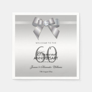 Serviette En Papier Posh Gem Bow & Ribbon 60e anniversaire de Mariage