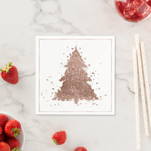 Serviette En Papier Posh Joyeux Noël   Glam Rose Gold Blush Tree