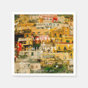 Serviette En Papier Positano italique pittoresque serviettes mariage é