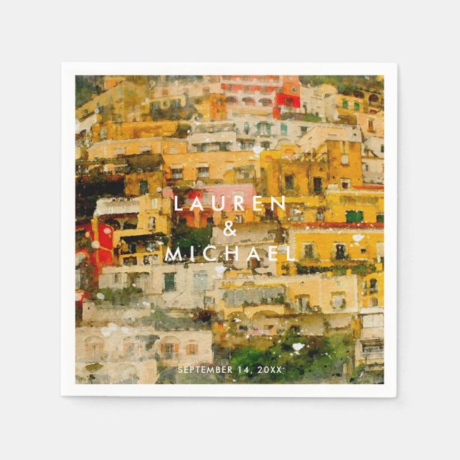 Serviette En Papier Positano italique pittoresque serviettes mariage é (Devant)