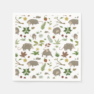 Serviette En Papier Possum dans un champ de Berry en blanc