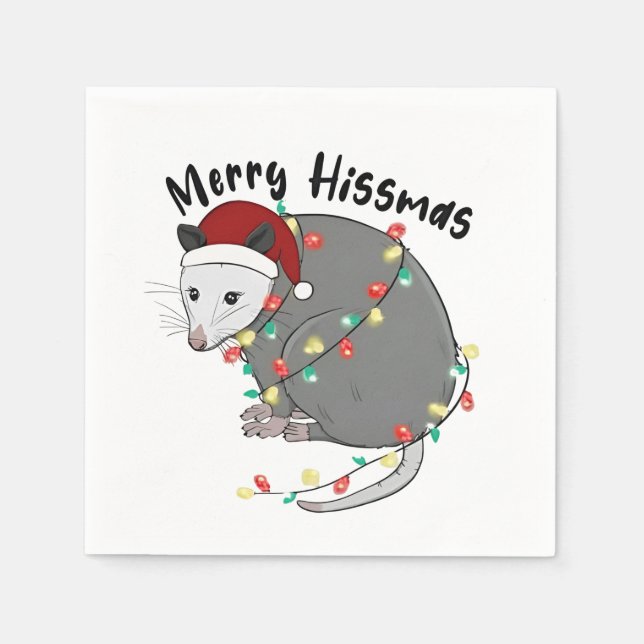 Serviette En Papier Possum Manger Trump lumières de Noël Joyeux Hissma (Devant)