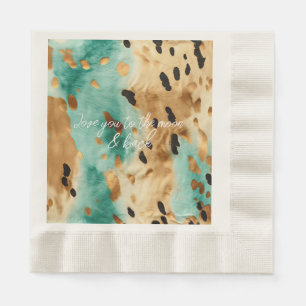 Serviette En Papier Poster de animal noir Turquoise or