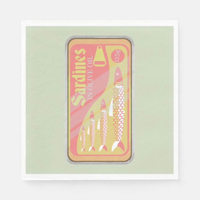 Serviette En Papier Poster Retro Sardines (Devant)