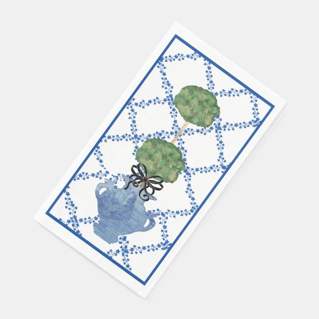 Serviette En Papier Pot à gingembre en treillis Blue Ivy Topiaire Jars (Coin)