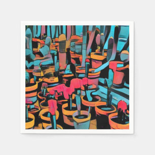 Serviette En Papier Pots de Cactus stylisés Papier Serviette