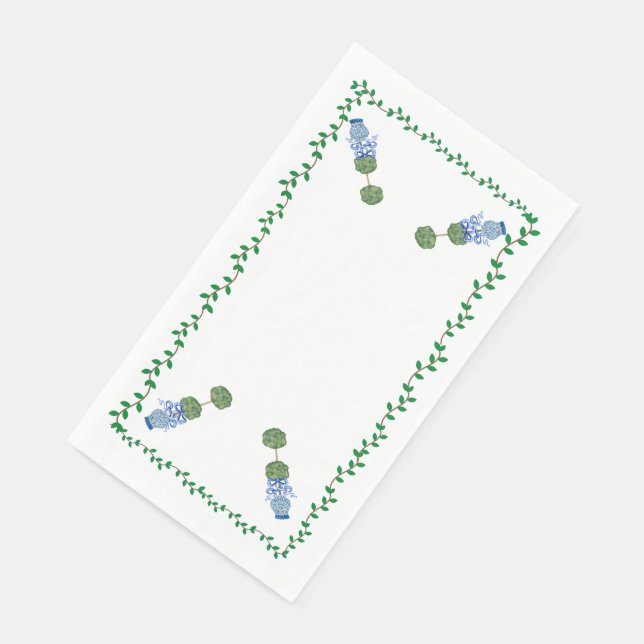 Serviette En Papier Pots de gingembre bleus Jar Topiaire vigne  (Coin)