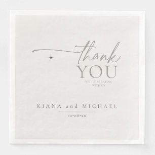 Serviette En Papier Poudre de Merci de Mariage neutre chic ID1020