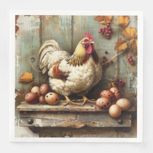 Serviette en papier Poulailler rustique