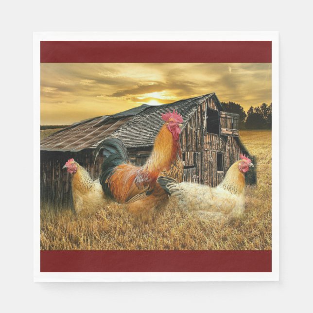 Serviette En Papier Poules de coq Russe Grotte Coop (Devant)