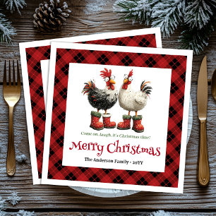 Serviette En Papier Poules de Noël folles ensemble de serviettes perso