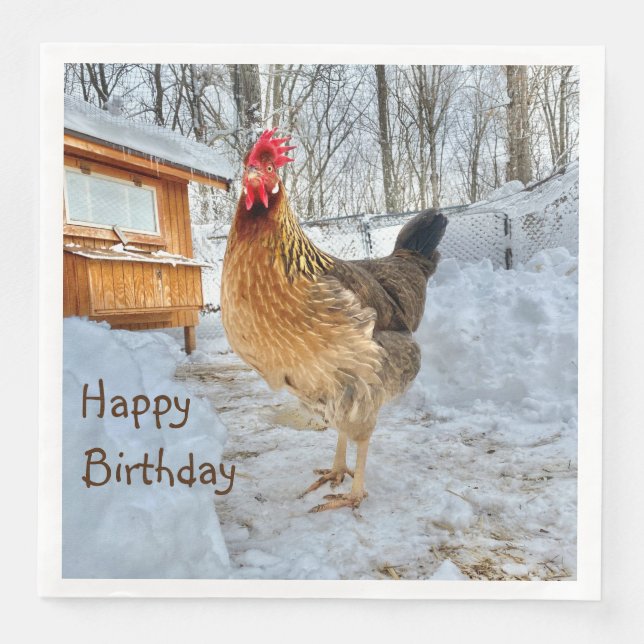 Serviette En Papier Poulet Dignifié Joyeux Anniversaire (Devant)
