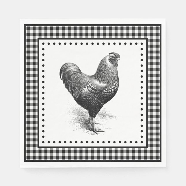 Serviette En Papier Poulet Gingham (Devant)