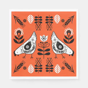 Serviette En Papier Poulet Hen Folk Art