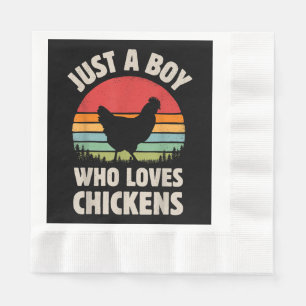 Serviette En Papier Poulet Juste Un Garçon Qui Aime Rétro Animal De Fe