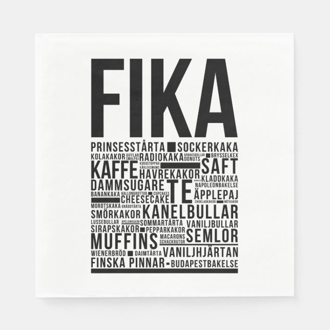 Serviette En Papier Poulets de café sucré Fika Poster de typographie (Devant)