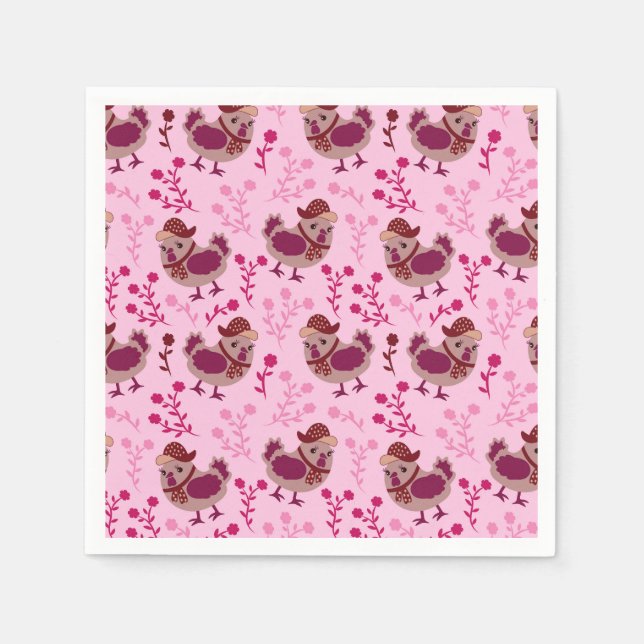 Serviette En Papier Poulets mignons (Devant)