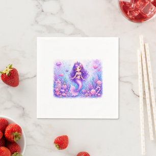 Serviette En Papier Poupée de Bonbons Sirène 3e Anniversaire