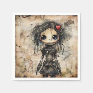 Serviette En Papier Poupée déplaisante avec coeur dans les cheveux