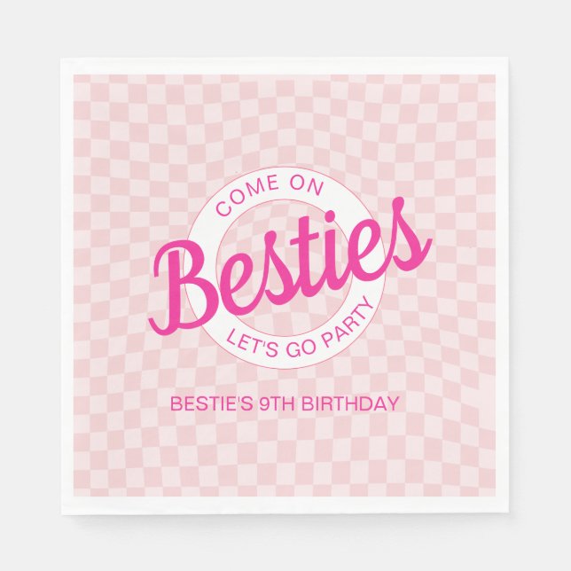 Serviette En Papier Poupée rose rétro Laissons Aller Fête Anniversaire (Devant)