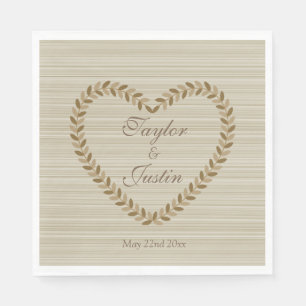 Serviette En Papier Poupées d'automne Coeur feuille zen mariages servi