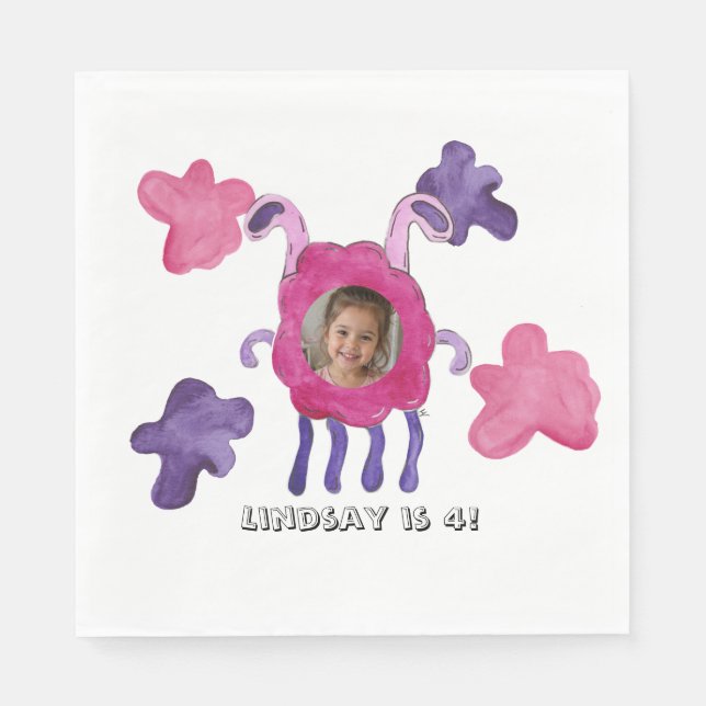 Serviette en papier pour anniversaire de monstre r (Devant)