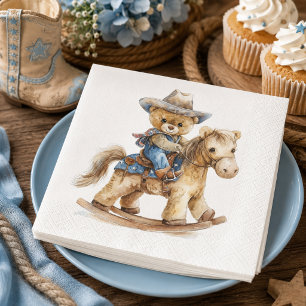 Serviette en papier pour baby shower Ourson Cowboy