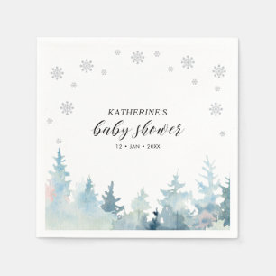 Serviette en papier pour Baby Shower Silver Winter