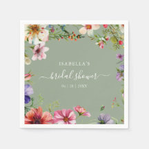 Serviette en papier pour douche de mariée florale 