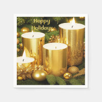 Serviette en papier pour Noël avec des bougies dor