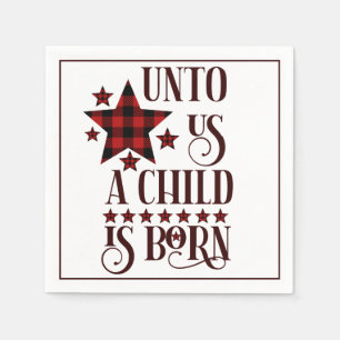 Serviette En Papier Pour nous un enfant est né Noël Plaid